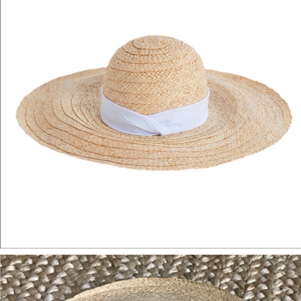 Vineyard Vines Straw Beach Hat w/ Seersucker Band